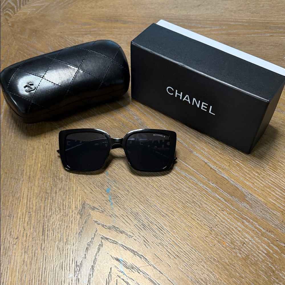 CHANEL Black Oversized Square Women's Sunglasses - Picture 2 of 8